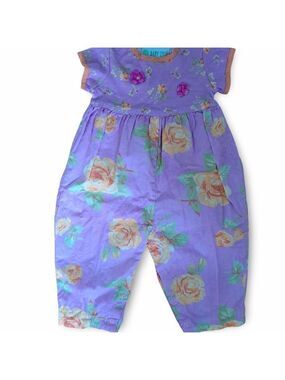 3/20$ Baby Lulu Floral Romper | Purple & Orange | 12–18M | Vintage-Inspired